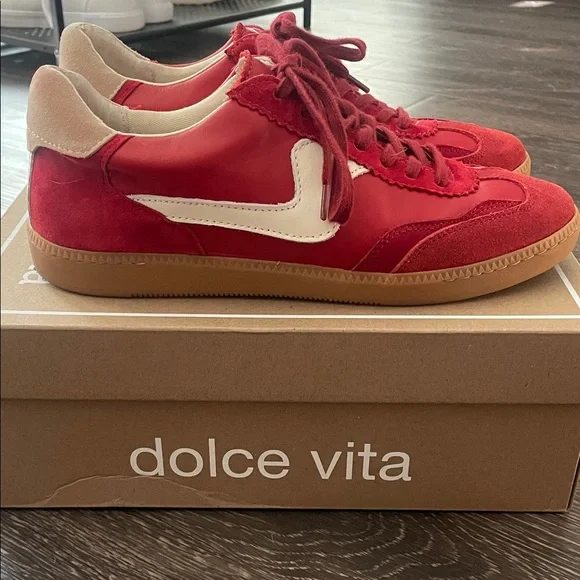 Dolce Vita Red and Cream Sneakers - Picture 2 of 5